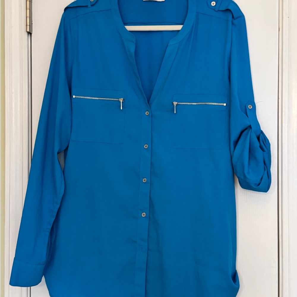 Calvin Klein Teal Button-Down Shirt - image 1